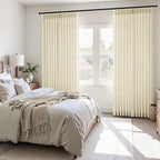 96 Inches Long Pinch Pleated Semi Sheer Curtains, Cream Linen Blended Light - Image 2