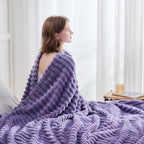 NEWCOSPLAY Fleece Ribbed Cozy Queen Blanket - Image 3