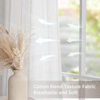MYSKY HOME Natural Linen White Curtains 80 Inches Long, Semi Sheer Soft Cotton - Image 5