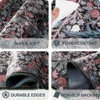 2x3 Area Rug Washable Entry Rug, Vintage Floral Thin Rug - Image 3