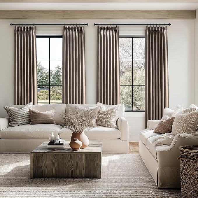 Topfinel Pinch Pleated Curtains 90 Inches Long 2 Panels Set, Dark Flax Semi - Image 4