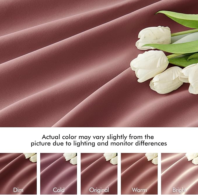 MIULEE Dusty Rose Back Tab Blackout Curtains 52x63 Inches Long 2 Panels Set | - Image 8