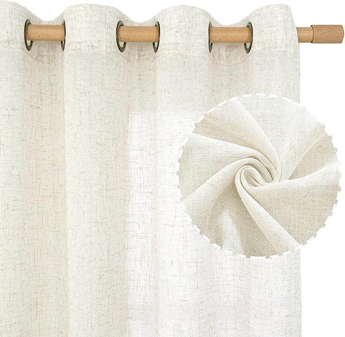 48 Inch Length Semi Sheer Linen Curtains - Image 2