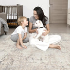 Area Rug Living Room: 5x5 Modern Washable Soft Carpet Brown Beige | - Image 2