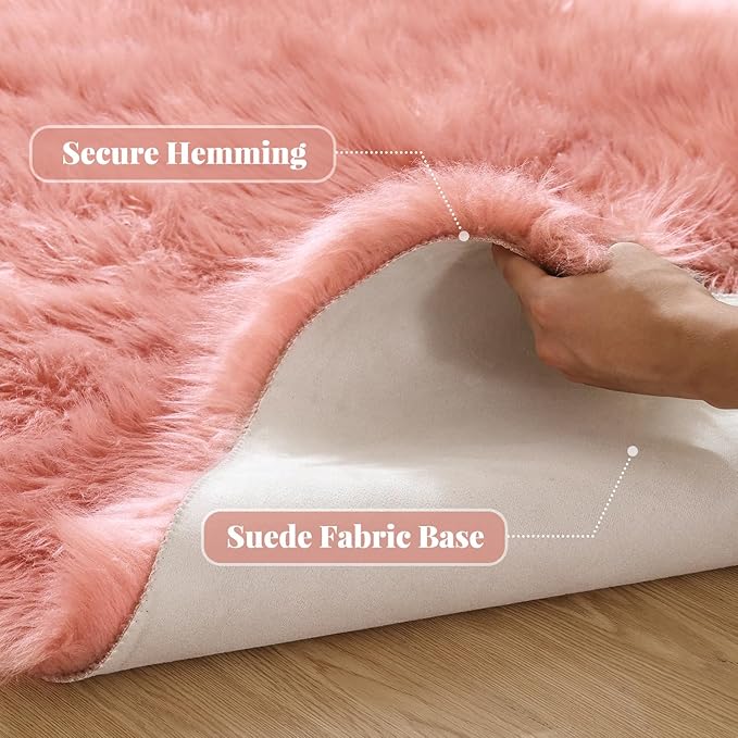 ORINOVA Pink Shag Washable 5x7 Area Rugs - Image 3