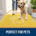 OLANLY Dog Door Mat for Muddy Paws 36x24, Paw Print Design Chenille Mud Mat | - Image 6