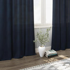 Navy Blue Linen Curtains 102 Inches Long - Image 6