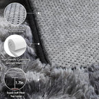 Area Rugs for Bedroom Living Room, Fluffy Tie-Dyed Dark Grey 4x6 Indoor Bedside - Image 4