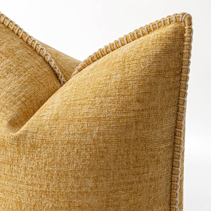 MIULEE Decorative Lumbar Throw Pillow Covers 12x20 Inch Gold 2 Pack | Mustard - Image 2