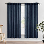 MIULEE Navy Blue Linen Curtains 52x72 Inch 2 Panels by MIULEE