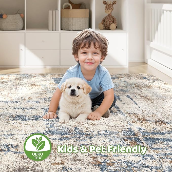 LOONGRUG 7x10 Area Rug Washable Large Neutral Modern Living Room Rugs | - Image 7