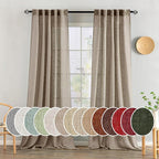 MIULEE Taupe Grey Linen Curtains 52x96 Inches Long 2 Panels by MIULEE