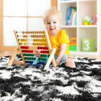 6x9 Large Tie-Dyed Black and White Fluffy Area Rug Non-Slip - Image 8