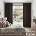 Linen Pleated Semi Sheer Dark Chocolate Back Tab Curtains 120 Inches Long | - Image 4