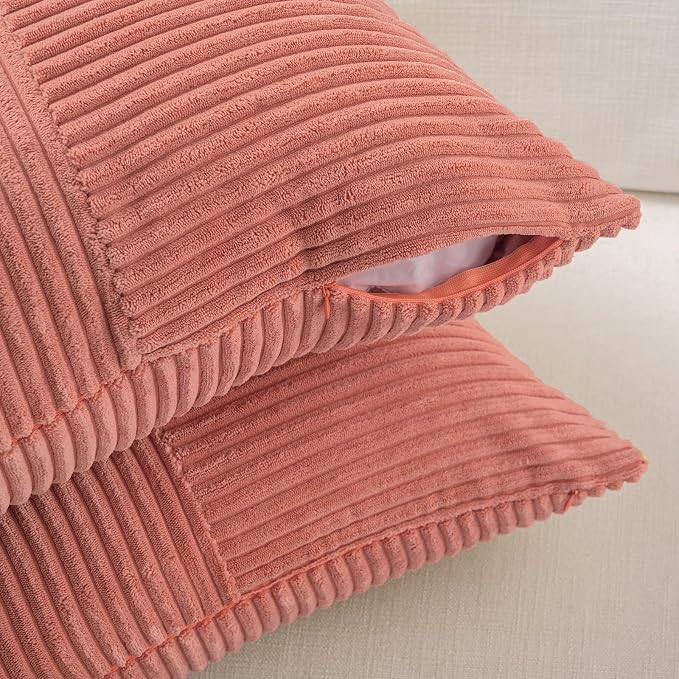 Fancy Homi 2 Packs Coral Euro Decorative Throw Pillow Covers 26x26 Inch - Image 3
