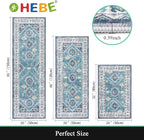 HEBE Boho Kitchen Rugs Set of 3, Non Slip Washable Kitchen Mats - Image 2