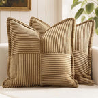 MIULEE Decorative Euro Sham Throw Pillow Covers 24x24 Inch Brown 2 Pack | Boho by MIULEE
