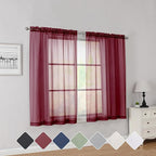 Simplebrand Red Short Sheer Curtains 45 Inch Length by Simplebrand