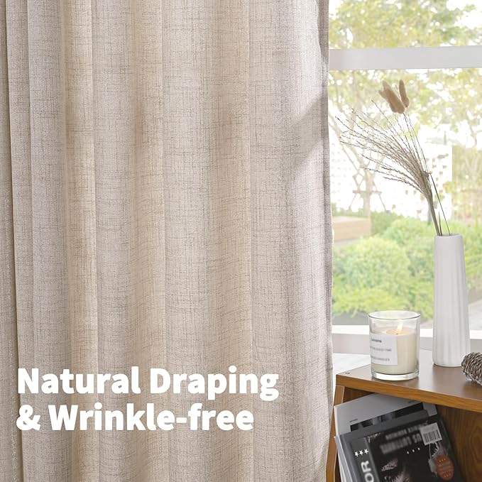 YoungsTex Curtains 90 Inch Length, Linen Light Filtering Drapes Grommet | - Image 5