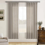 Burlywood Birch 72 Inch Pinch Pleated Linen Semi Sheer Curtains 2 Panels | by Twodrapes