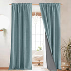 NICETOWN Full Blackout Skylark Blue Linen Curtains 102" Length - Image 2