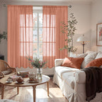 BGment Rust Terracotta Linen Curtains 63 Inches Long - Image 2
