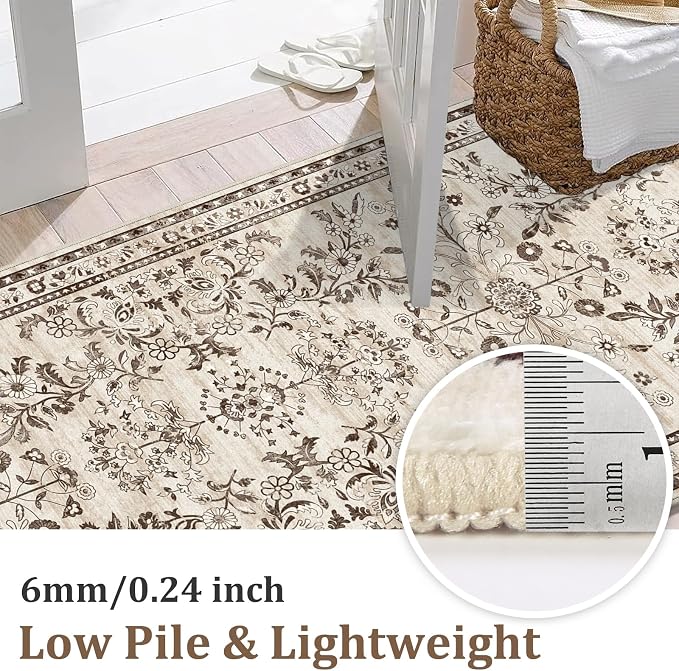 Yamaziot 2x8 Washable Hallway Runner Rug Non Slip Floral Carpet, Stain Resistant - Image 3
