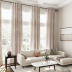 Oatmeal Linen Curtains 90 Inch Length 2 Panels Set - Image 8