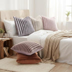 decorUhome Fall Faux Fur Throw Pillow Covers 26x26 Set of 2 Brown | Decorative - Image 6