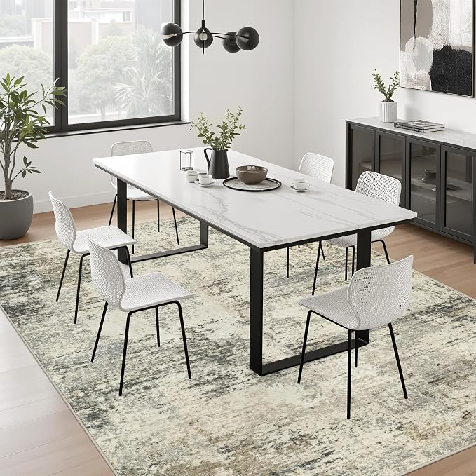 9x12 Area Rug Living Room: Modern Washable Soft Carpet Ash Brown | - Image 4