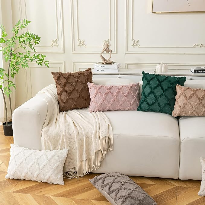 Set of 2 Soft Moroccan Throw Pillow Covers 20x20 Inch Plush Boho Decorative - Image 3