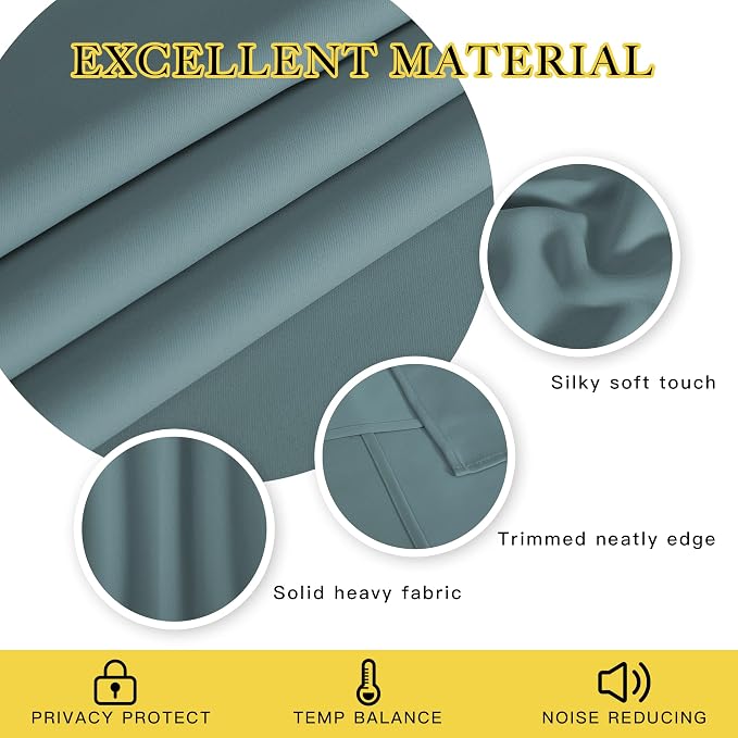 NICETOWN Bedroom Curtain Room Darkening Drapery 102 inches Length - Image 2