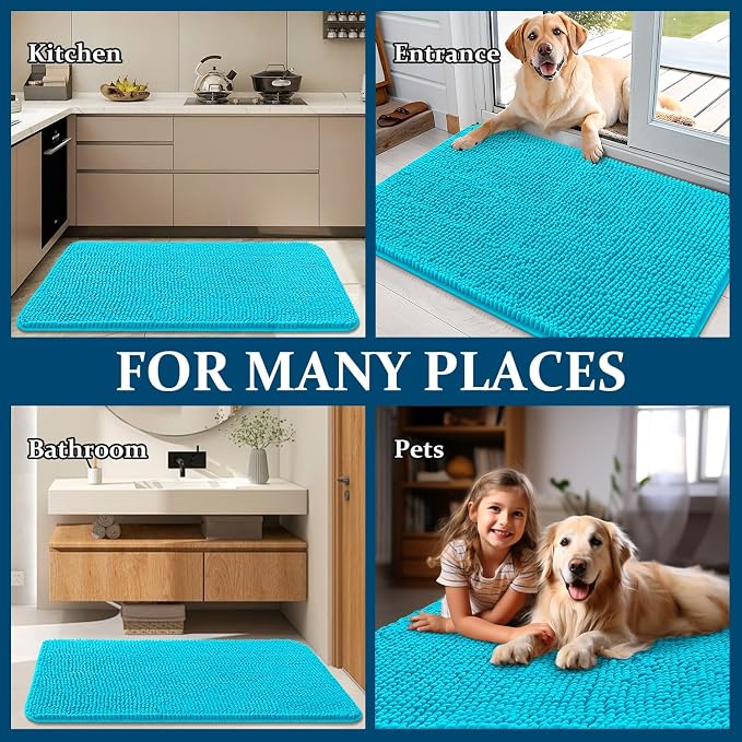 OLANLY Dog Door Mat for Muddy Paws 59x32, Super Absorbent Chenille Mud Mat | - Image 8