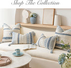 Coastal Blue Boho Decorative Throw Pillow Cover 20x20 Modern Bohemian Accent - Image 7