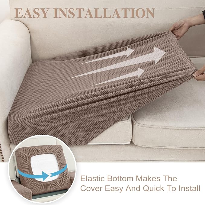 LA MEACK Couch Cushion Cover Seat Cushion Cover Stretch Armchair Cover Separate - Image 5