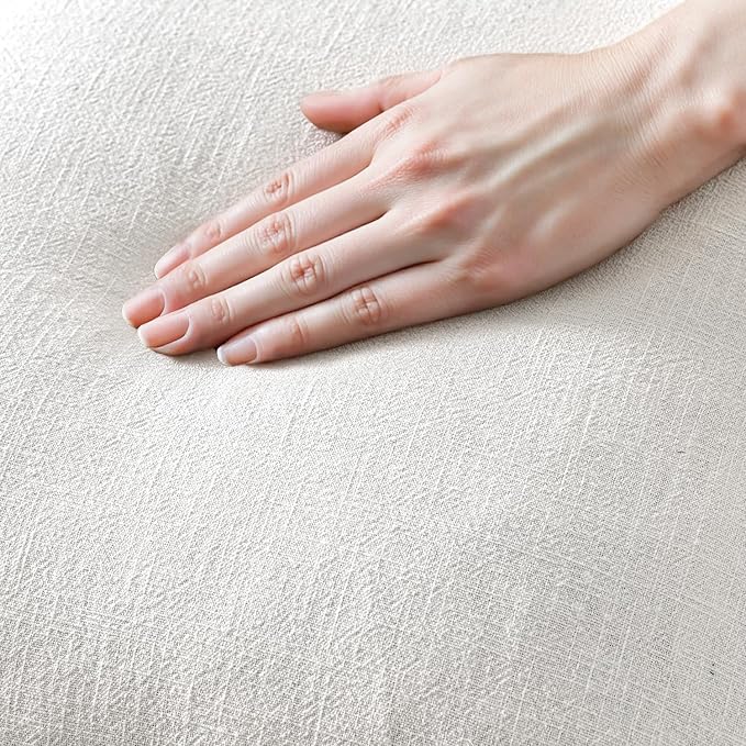 MIULEE Boho Linen Fringe Decorative Throw Pillow Covers White 18x18 | Set of 2 - Image 2