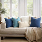 MIULEE Navy Blue Chenille Couch Euro Throw Pillow Covers, 22x22 | Set of 2 - Image 3