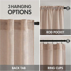 MIULEE Natural Beige Linen Curtains 52x96 Inch Long - Image 3