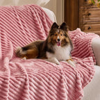 BEDELITE 3D Ribbed Jacquard Pink Fleece Throw Blanket - Image 5