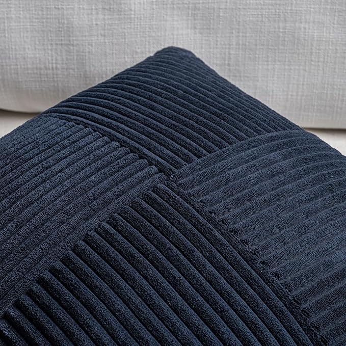 Fancy Homi 2 Packs Navy Blue Decorative Throw Pillow Covers 20x20 Inch - Image 3