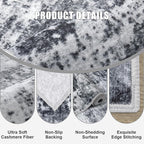 10x14 Area Rug Living Room: Modern Washable Soft Carpet Dark Black | - Image 6