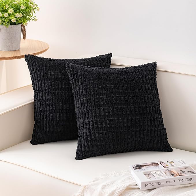 Aegero Pack of 2 Corduroy Decorative Throw Pillow Covers 16x16 Inch by Unknown