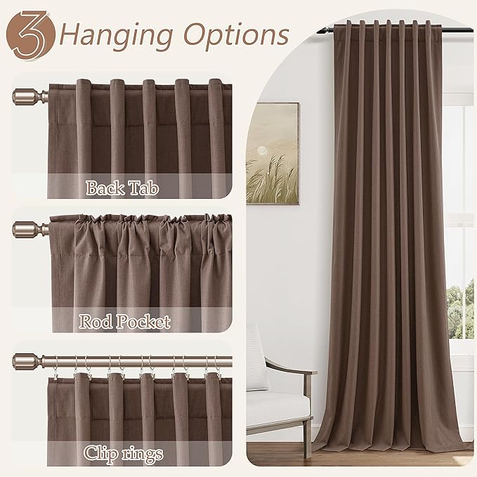 100% Blackout Curtains 90 Inch Length 2 Panels Set - Image 6