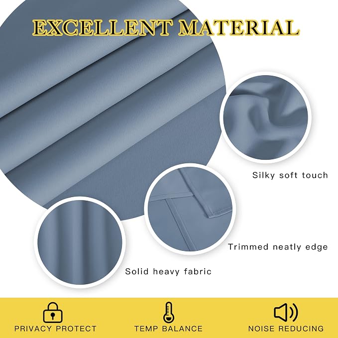 NICETOWN Stone Blue Blackout Curtain - Image 4
