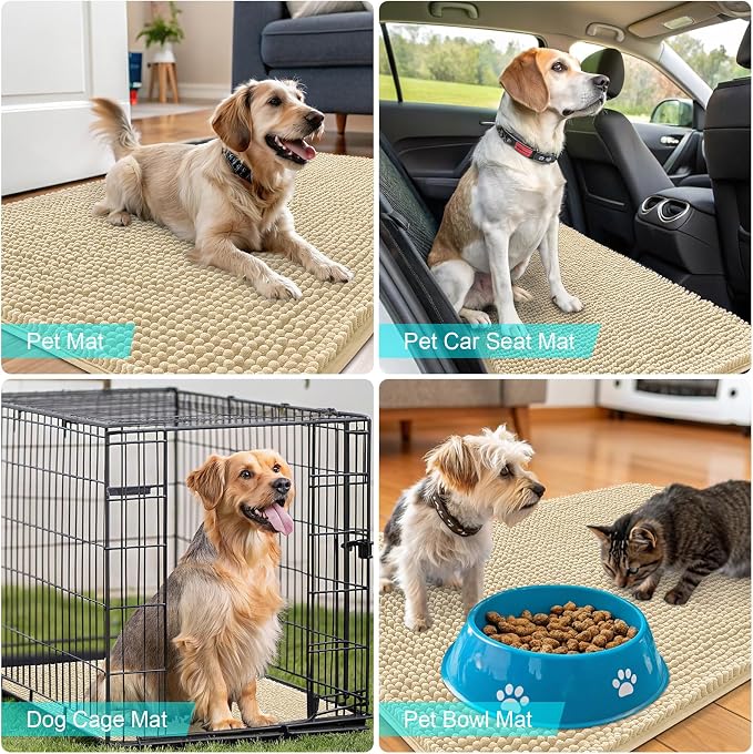 OLANLY Dog Door Mat for Muddy Paws 50x30, Super Absorbent Chenille Mud Mat | - Image 7