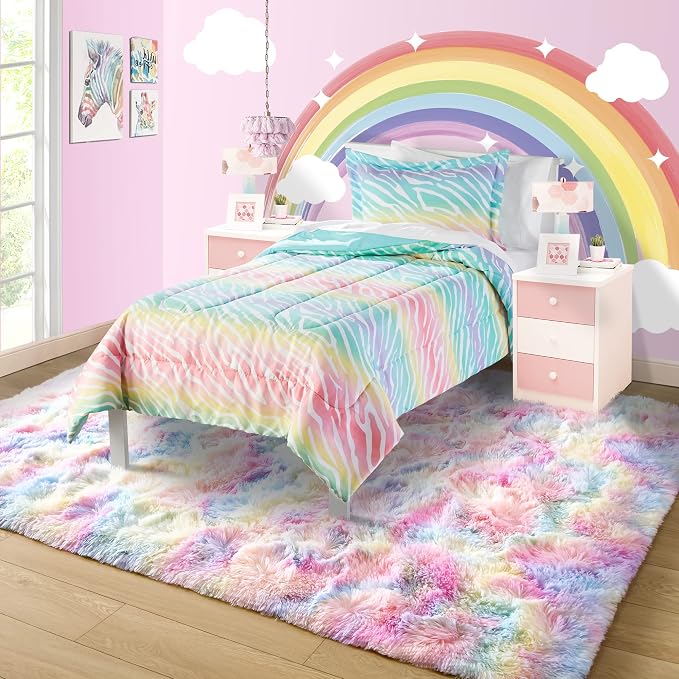 6x9 Large Rainbow Fluffy Soft Area Rug Non-Slip - Image 2