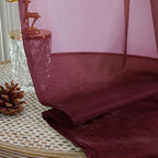 Burgundy Sheer Curtains 63 Inches Long 2 Panels Set, Light Filtering Sheer - Image 3