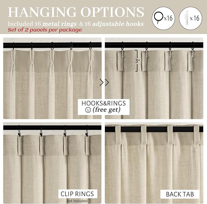 Taupe Pinch Pleated Sheer Curtains 92 Inch Curtains 2 Panels Set - Image 7
