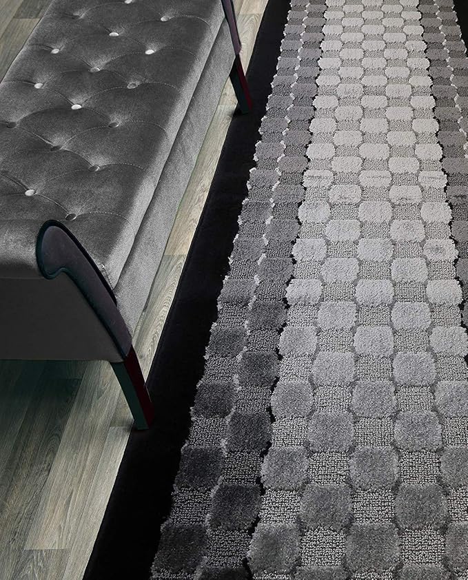 Custom Length Hallway Runner Rug, Slip Resistant, Checkered Black, 26 Inch X 3 by ORFAHOME