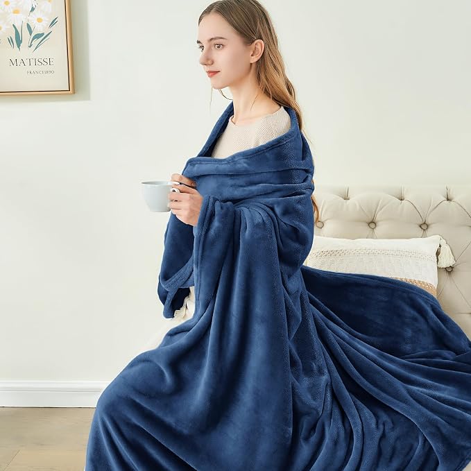 BEDELITE Fleece Blanket Soft Plush Twin Size Blanket Navy 60"x80" | Ultra Soft - Image 4